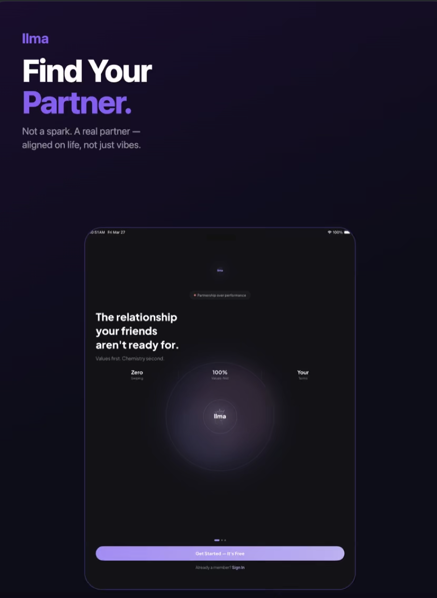 LLMA app — Lavender Résumé profile screen